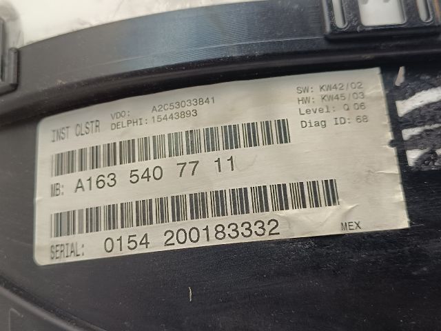 bontott MERCEDES-BENZ M-CLASS Kilométeróra