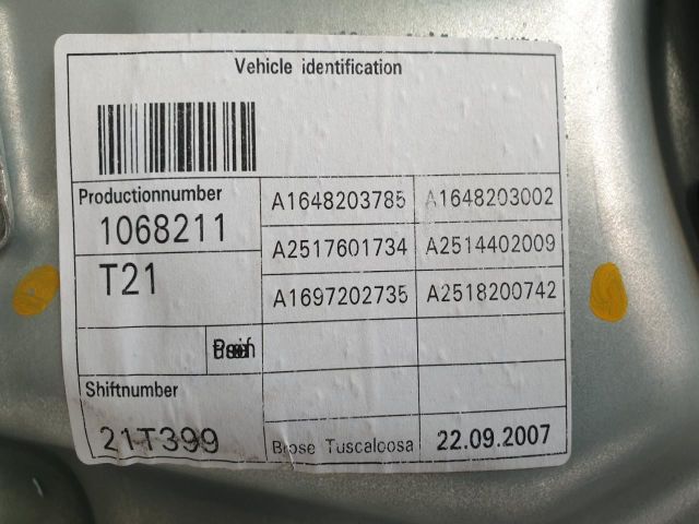 bontott MERCEDES-BENZ R-CLASS Bal első Ablakemelő Szerkezet (Elektromos)