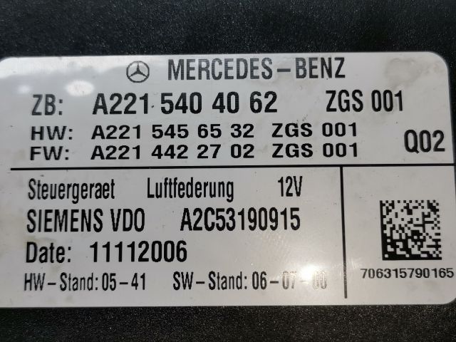 bontott MERCEDES-BENZ S-CLASS Légrugó Vezérlő