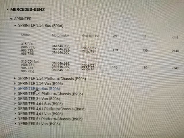 bontott MERCEDES-BENZ SPRINTER Porlasztó (1 db)