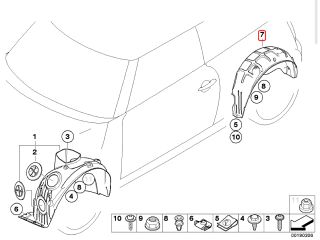 bontott MINI HATCHBACK Bal hátsó Dobbetét (Kerékjárati, Műanyag)