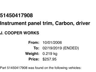 bontott MINI HATCHBACK Bal Műszerfal Díszléc