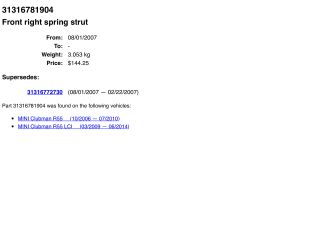 bontott MINI HATCHBACK Jobb első Lengéscsillapító