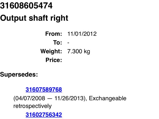 bontott MINI HATCHBACK Jobb Féltengely