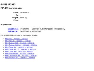 bontott MINI HATCHBACK Klímakompresszor