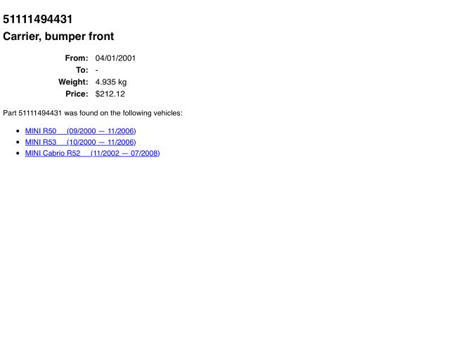 bontott MINI HATCHBACK Első Lökhárító Merevítő (Fém)