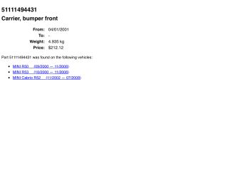 bontott MINI HATCHBACK Első Lökhárító Merevítő (Fém)