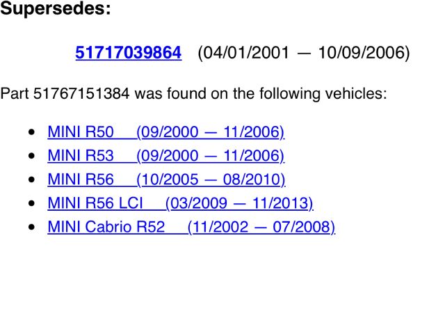 bontott MINI HATCHBACK Jobb első Gumikéder