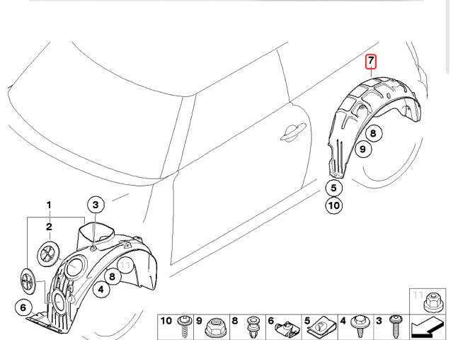 bontott MINI HATCHBACK Jobb hátsó Dobbetét (Kerékjárati, Műanyag)