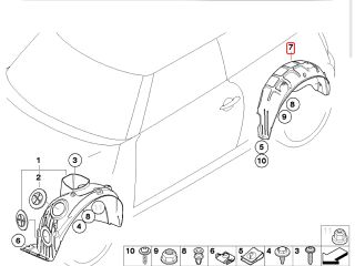 bontott MINI HATCHBACK Jobb hátsó Dobbetét (Kerékjárati, Műanyag)