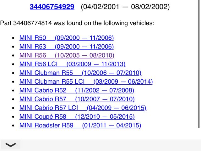 bontott MINI HATCHBACK Kézifék Kar