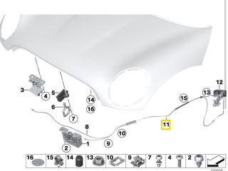 bontott MINI HATCHBACK Motorháztető Nyitó Bowden