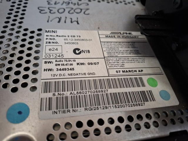 bontott MINI HATCHBACK Rádió / CD
