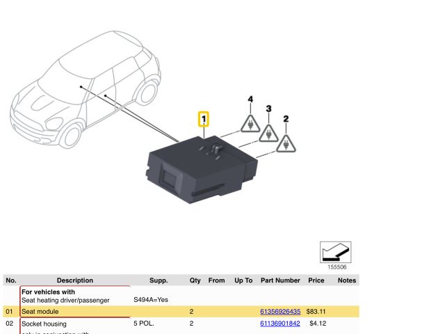 bontott MINI HATCHBACK Ülésfűtés Vezérlő
