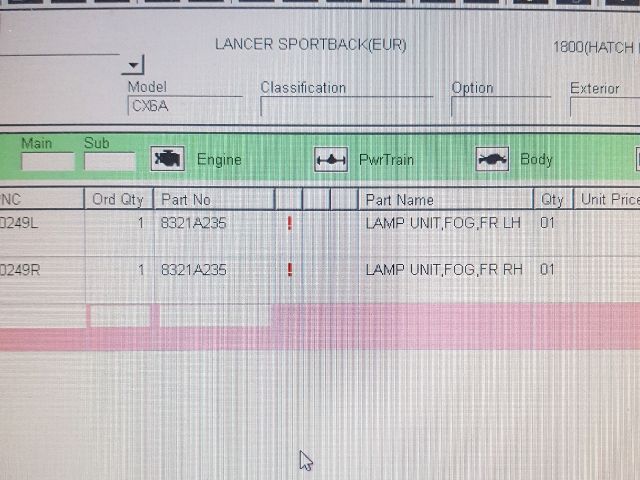 bontott MITSUBISHI LANCER Ködfényszóró (Pozíciófüggetlen)