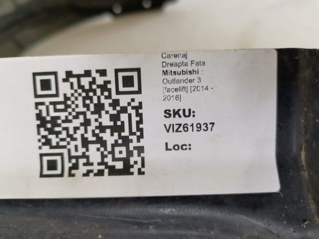 bontott MITSUBISHI OUTLANDER Jobb első Dobbetét (Kerékjárati, Műanyag)