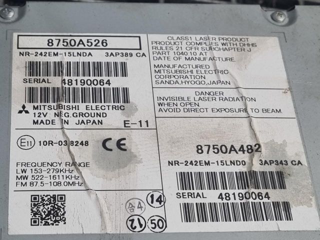 bontott MITSUBISHI OUTLANDER Navigációs Fejegység