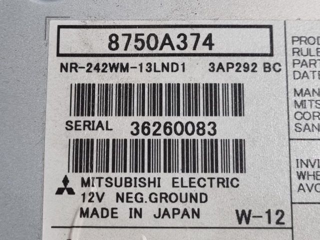 bontott MITSUBISHI OUTLANDER Navigációs Fejegység