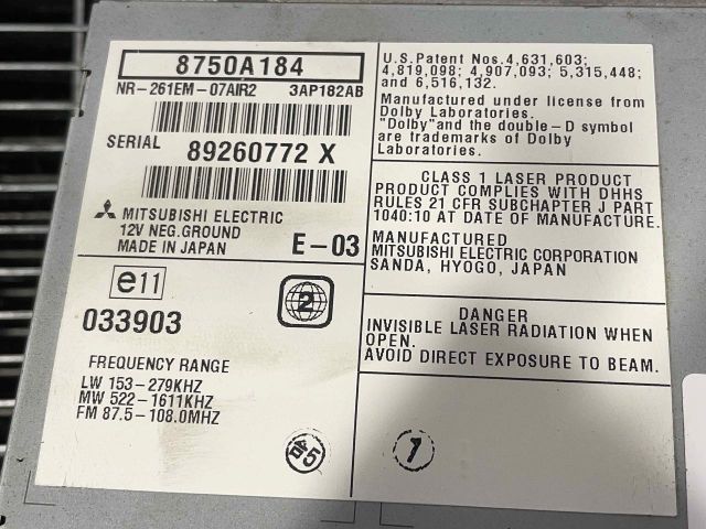 bontott MITSUBISHI OUTLANDER Rádió / CD