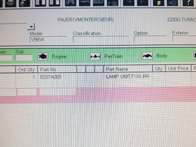 bontott MITSUBISHI PAJERO Ködzárófény