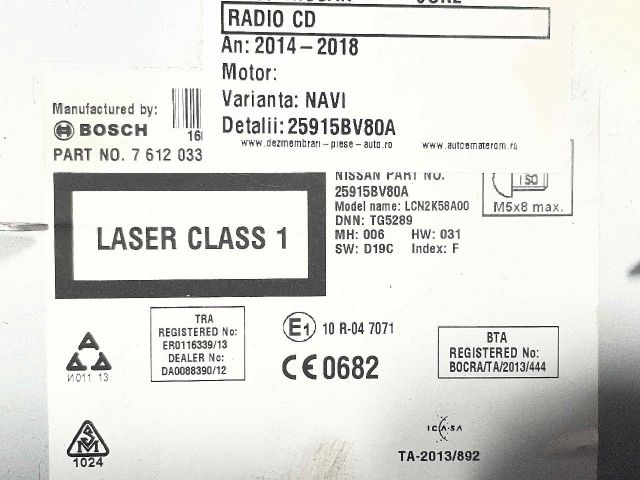 bontott NISSAN JUKE Rádió / CD