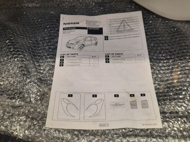 bontott NISSAN NOTE Bal Fényszóró Szemöldök