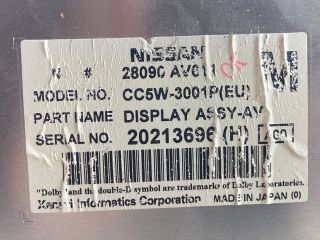 bontott NISSAN PRIMERA Navigációs Fejegység