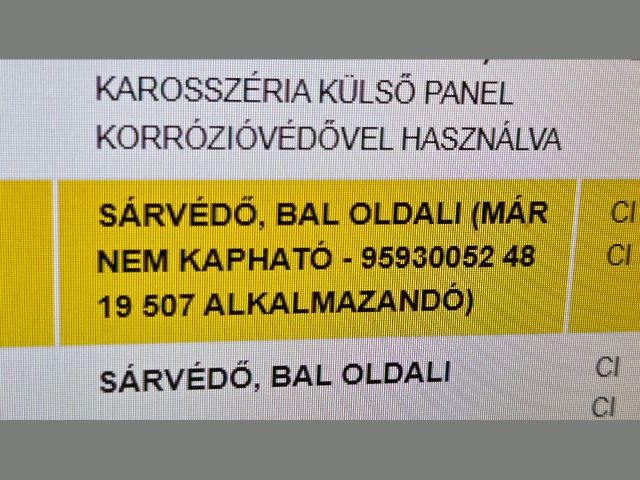 bontott OPEL ANTARA Bal első Sárvédő