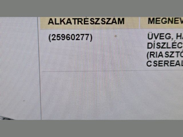 bontott OPEL ANTARA Jobb C Oszlop Oldalablak Üveg