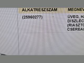 bontott OPEL ANTARA Jobb C Oszlop Oldalablak Üveg