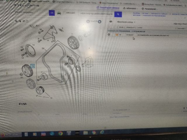 bontott OPEL ASTRA G Adagoló Bordáskerék / Lánckerék