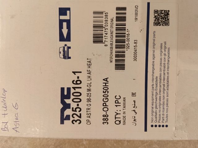 bontott OPEL ASTRA G Bal Tükörlap