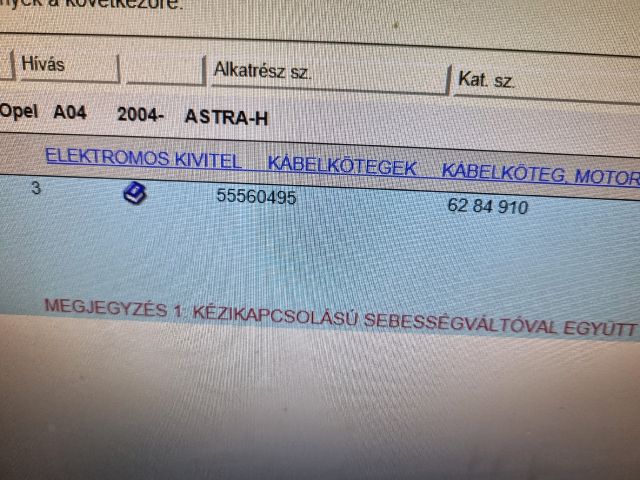 bontott OPEL ASTRA H Motor Kábelköteg