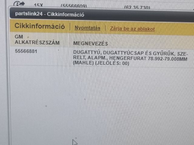 bontott OPEL ASTRA H Dugattyú és Hajtókar