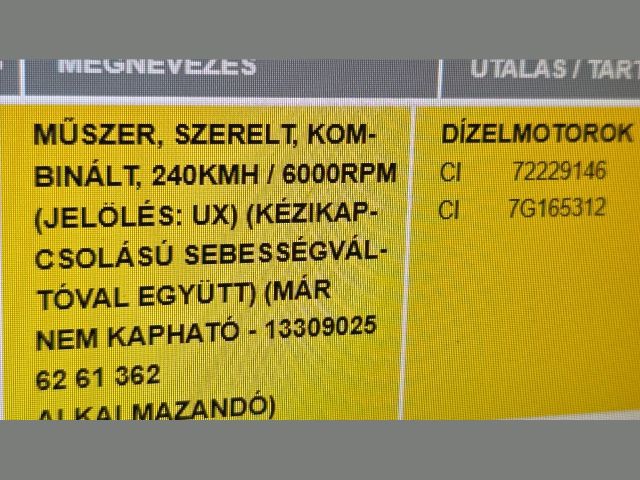 bontott OPEL ASTRA H Kilométeróra