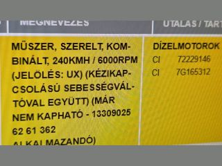 bontott OPEL ASTRA H Kilométeróra