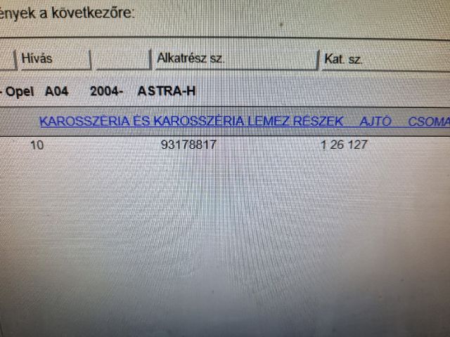 bontott OPEL ASTRA H Csomagtérajtó (Részeivel)