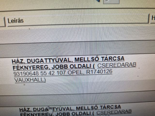 bontott OPEL ASTRA H Jobb első Féknyereg Munkahengerrel