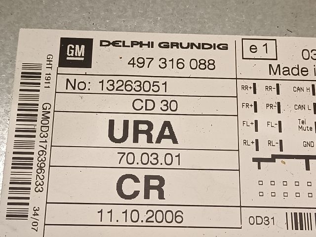 bontott OPEL ASTRA H Rádió / CD