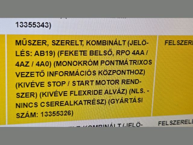 bontott OPEL ASTRA J Kilométeróra