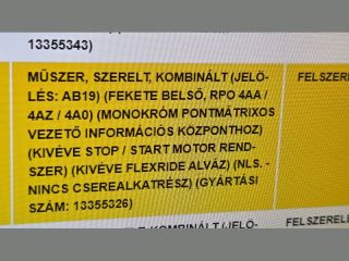 bontott OPEL ASTRA J Kilométeróra