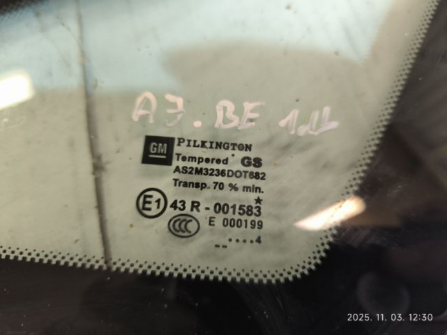 bontott OPEL ASTRA J Bal A Oszlop Oldalablak Üveg