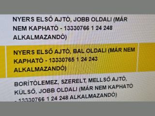 bontott OPEL ASTRA J Bal első Ajtó (Üres lemez)