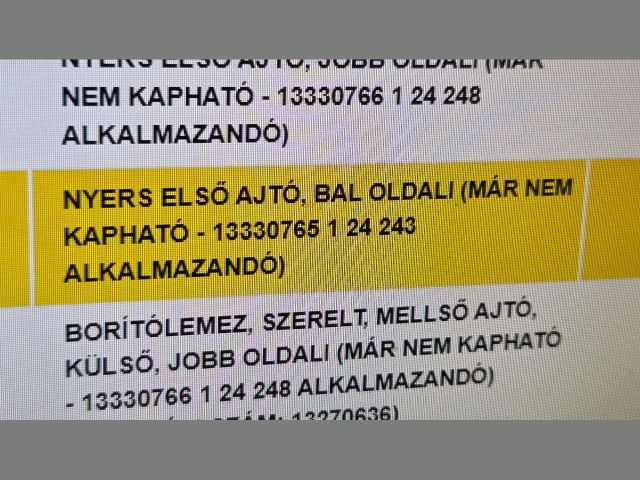 bontott OPEL ASTRA J Bal első Ajtó (Üres lemez)