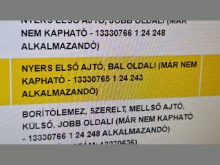 bontott OPEL ASTRA J Bal első Ajtó (Üres lemez)