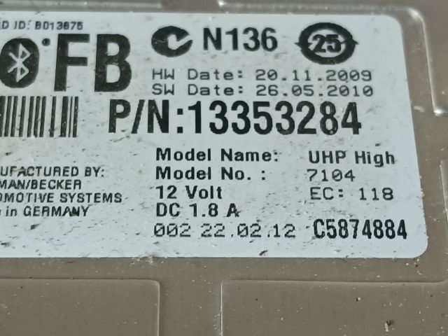 bontott OPEL ASTRA J Bluetooth Elektronika