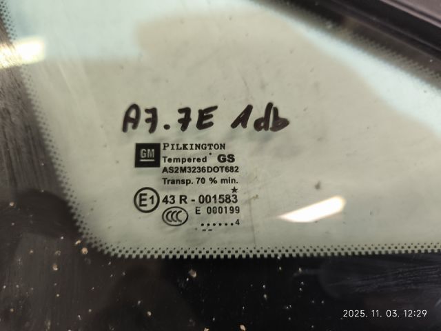 bontott OPEL ASTRA J Jobb A Oszlop Oldalablak Üveg