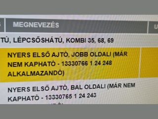 bontott OPEL ASTRA J Jobb első Ajtó (Üres lemez)