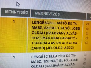 bontott OPEL ASTRA J Jobb Gólyaláb Csonkállvánnyal