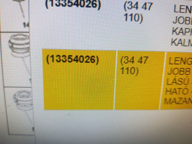 bontott OPEL ASTRA J Jobb Gólyaláb Csonkállvánnyal